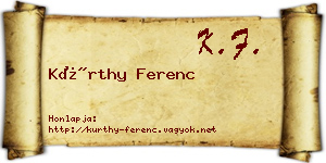 Kürthy Ferenc névjegykártya