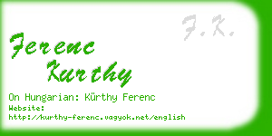 ferenc kurthy business card