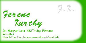 ferenc kurthy business card